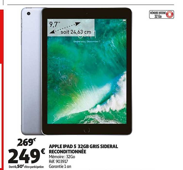 apple ipad 5 32gb gris sideral reconditionnée