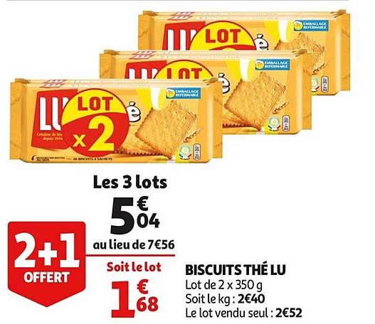 Biscuits Thé Lu 2+1 Offert