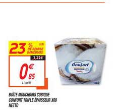 boîte mouchoirs cubique confort triple épaisseur x60 netto 23% de remise immédiate