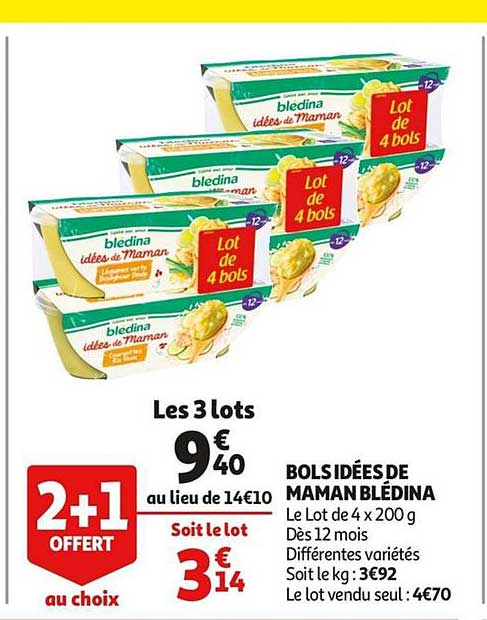 bols idées de maman blédina 2+1 offert au choix