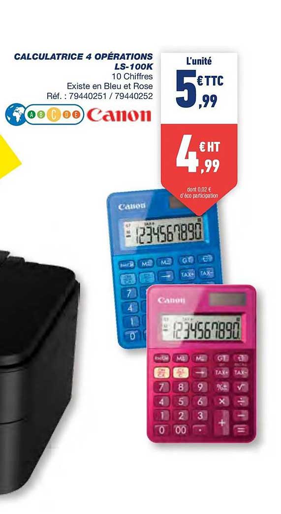 calculatrice 4 opérations ls 100k