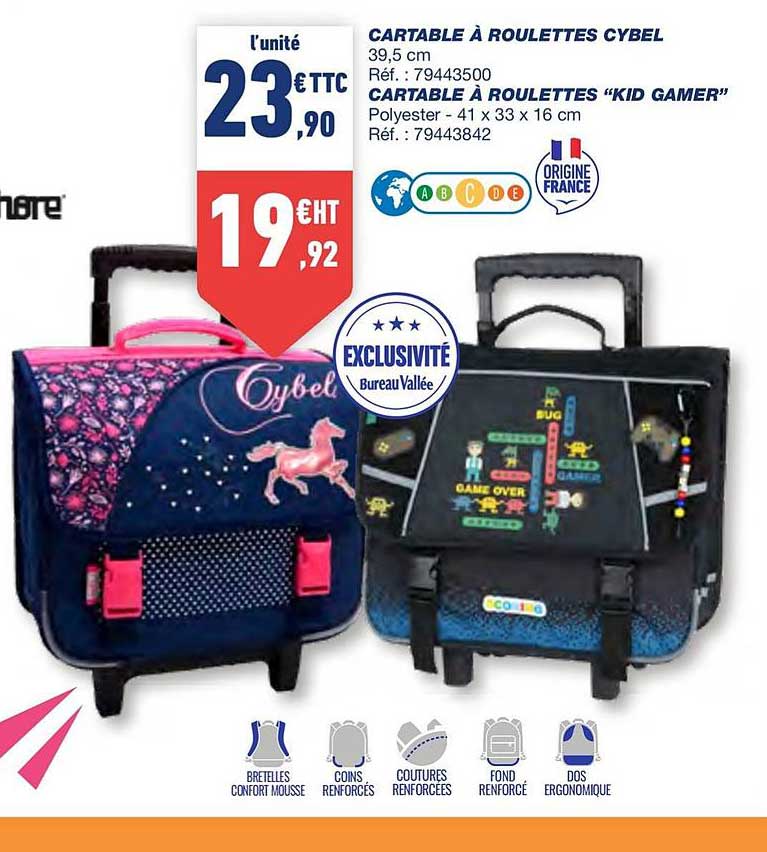 cartable à roulettes cybel cartable à roulettes kid gamer