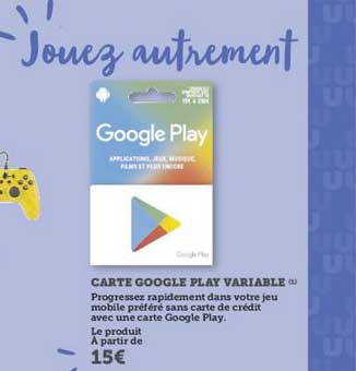 carte google play variable