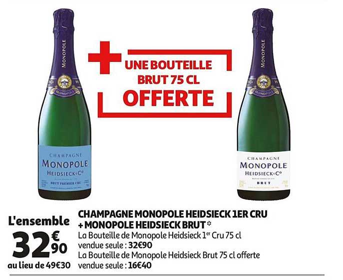 champagne monopole heidsieck 1er cru+monopole heidsieck brut