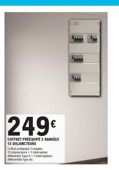 coffret prééquipé 3 rangées 13 disjoncteurs