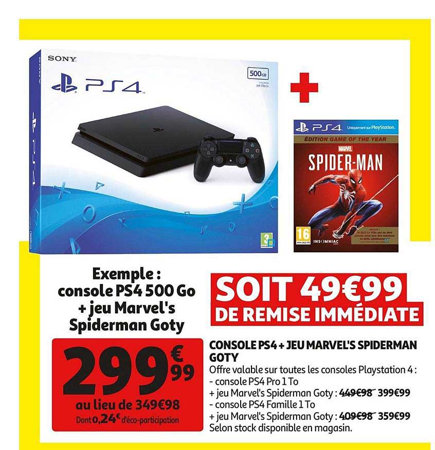 console ps4+jeux marvel's spiderman goty