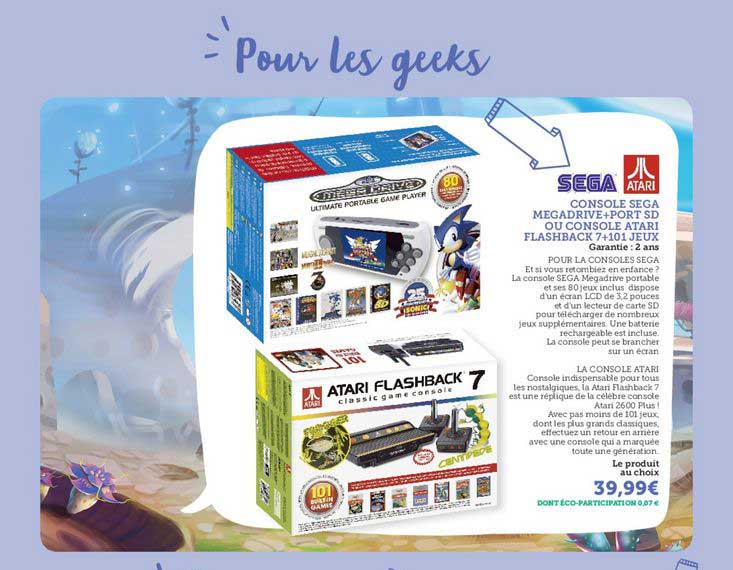 console sega megradrive+port sd ou console atari flashback 7+101 jeux sega atari