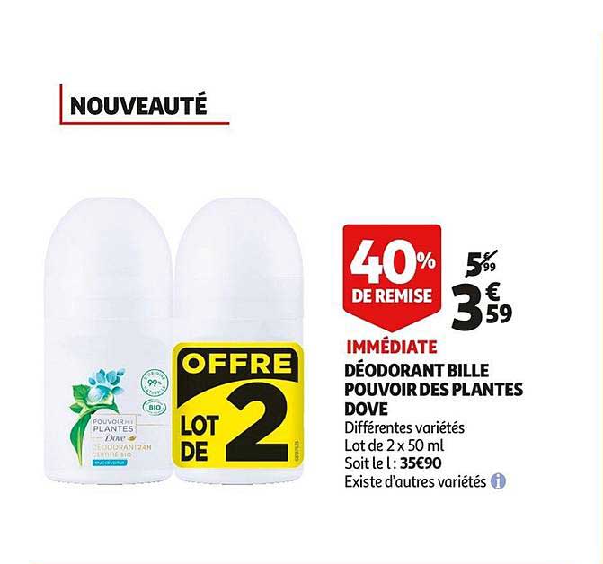 déodorant bille pouvoir des plantes dove 40% de remise immédiate