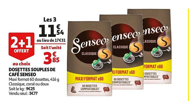 Dosettes Souples De Café Senseo 2+1 Offert Au Choix