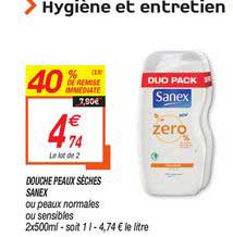 douche peaux sèches sanex 40% de remise immédiate