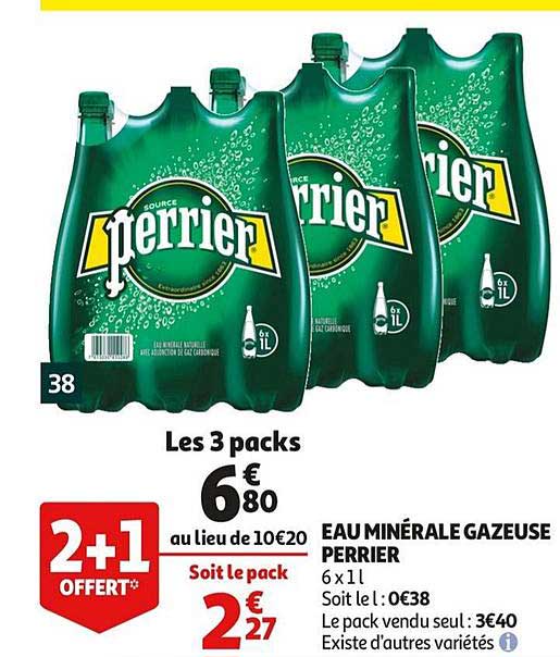 Eau Minérale Gazeuse Perrier 2+1 Offert