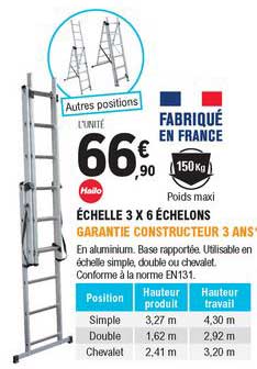 échelle 3 X 6 échelons