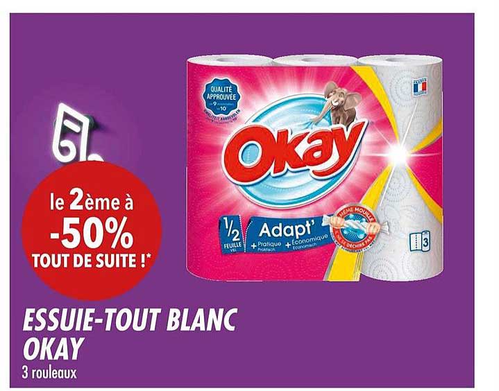 essuie tout blanc okay le 2ème à -50%