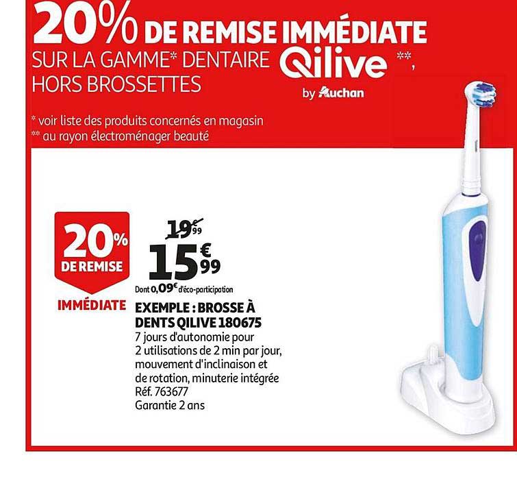 exemple brosse à dents qilive 180675 20% de remise immédiate