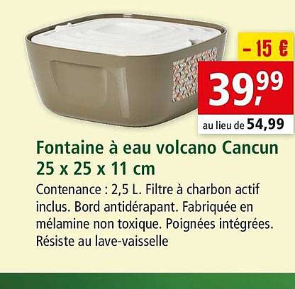 fontaines à eau volcano cancun 25 x 25 x 11 cm