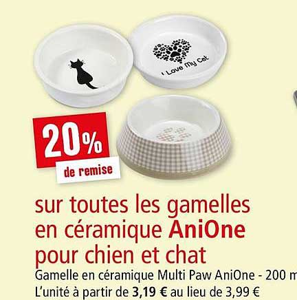 gamelle en céramique multi paw anione 200 mg
