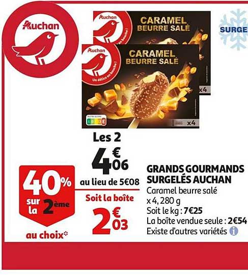 grands gourmands surgelés auchan 40% sur la 2ème au choix