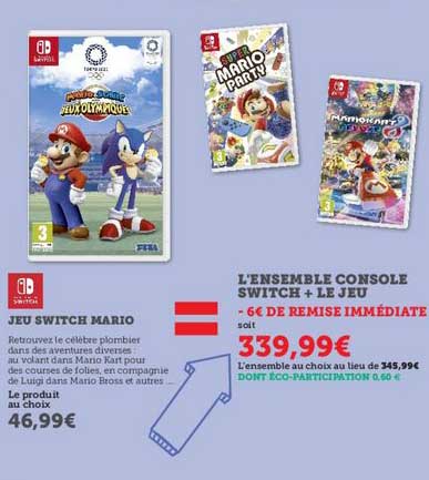 jeu switch mario l'ensemble console switch + le jeu