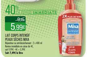 lait corps intensif peaux sèches mixa