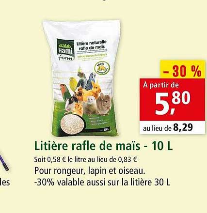 litière rafle de maïs 10 l