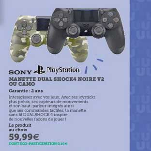 manette dual schock4 noire v2 ou camo sony playstation