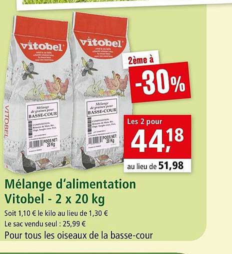 mélange d'alimentation vitobel 2 x 20 kg