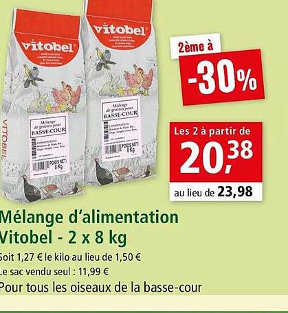 mélange d'alimentation vitobel 2 x 8 kg 2ème à -30%