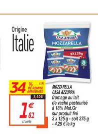 mozzarella casa azzurra 34% de remise immédiate