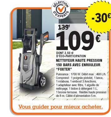 nettoyeur haute pression 150 bars avec enrouleur foxter
