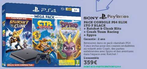 pack console ps4 slim 1to f black sony playstation