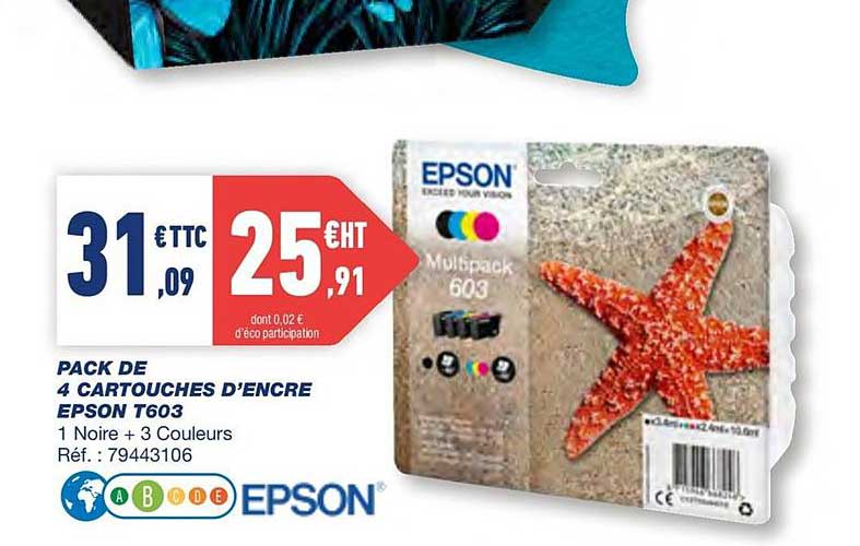 pack de 4 cartouches d'encre epson t603