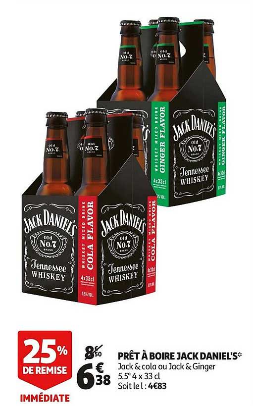 prêt à boire jack daniel's 25% de remise immédiate