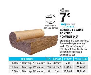 rouleau de laine de verre comble 040 knauf insulation expert