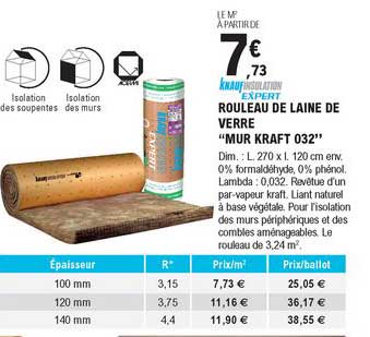 rouleau de laine de verre mur kraft 032 knauf insulation expert
