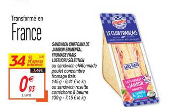 Sandwich Chiffonnade Jambon Emmental Fromage Frais Lustucru Séléction 34% De Remise Immédiate