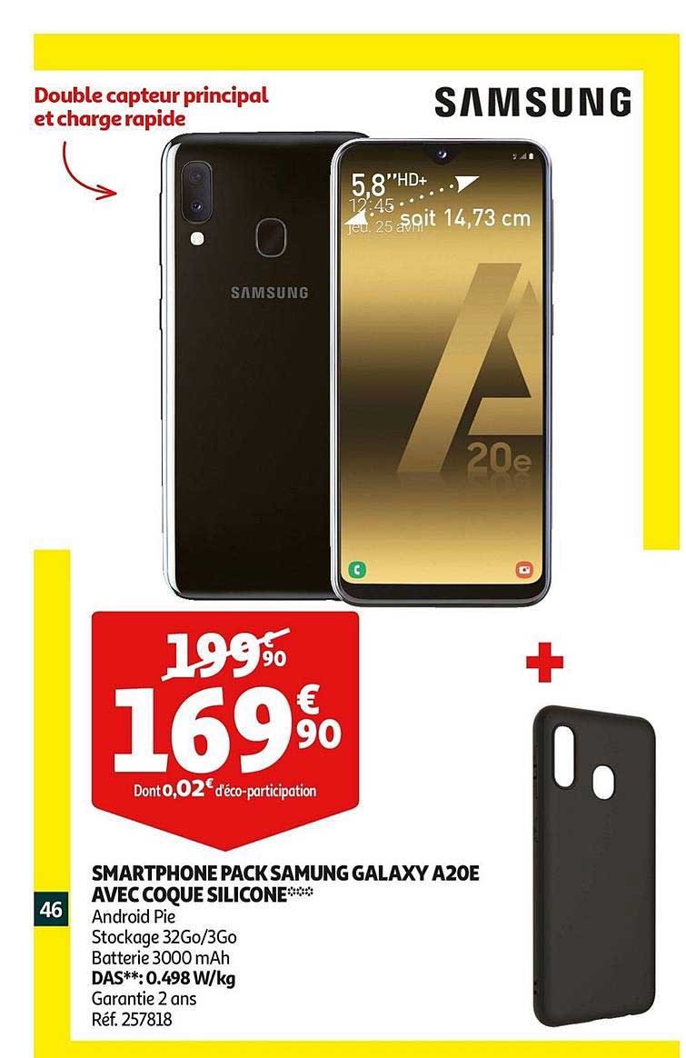 Smartphone Pack Samsung Galaxy A20e Avec Coque Silicone