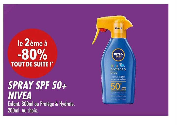 spary spf 50+ nivea le 2ème à -80%