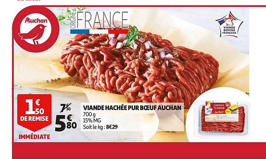Viande Hachée Pur Bœuf Auchan,