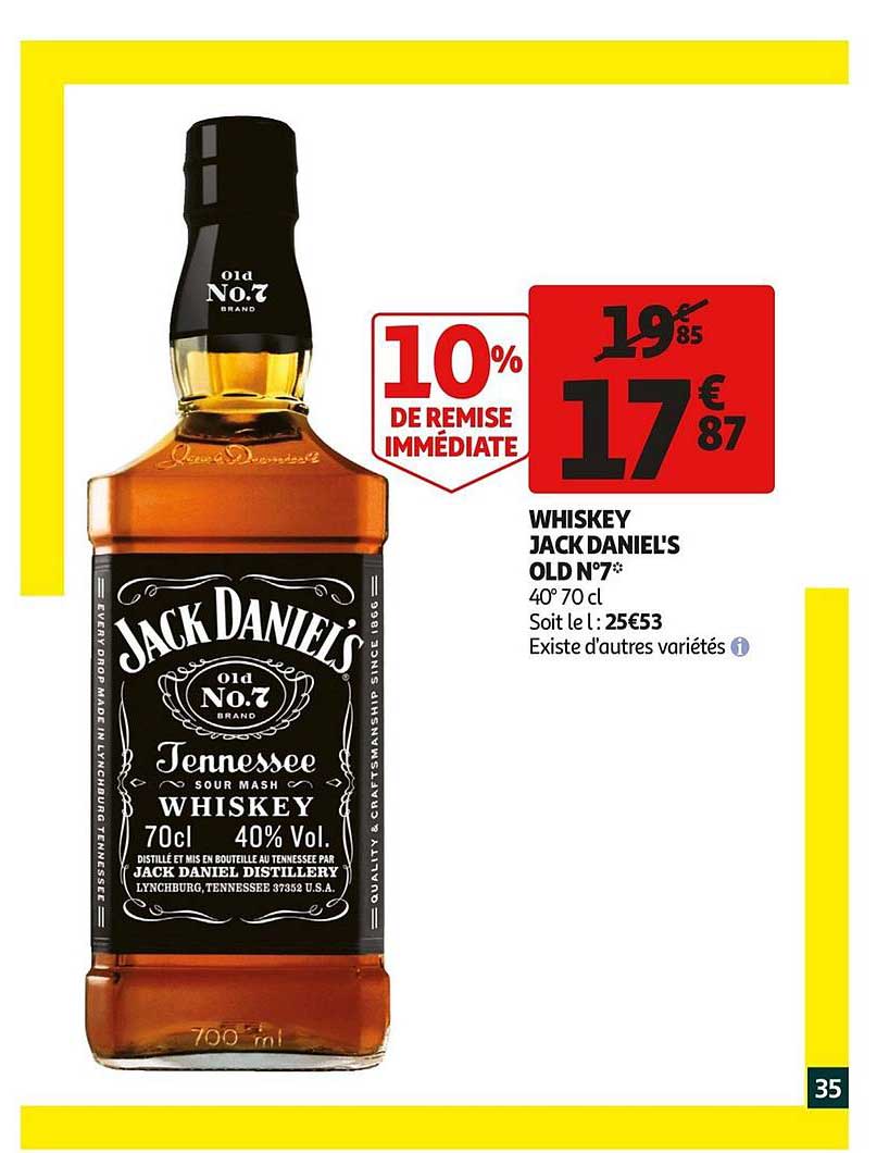 whiskey jack daniel's old n°7 10% de remise immédiate