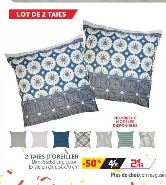 2 taies d'oreiller
