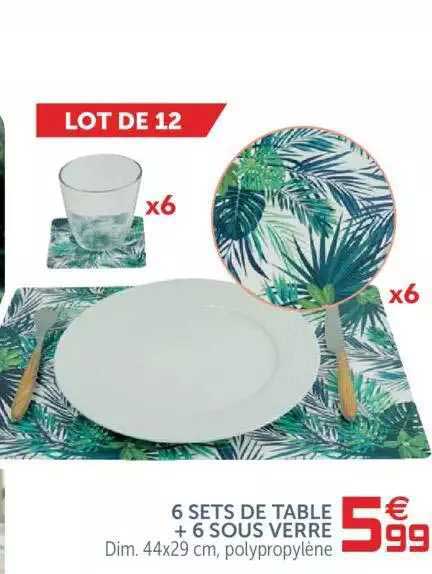 6 sets de table + 6 sous verre