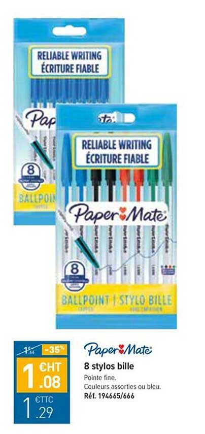 8 Stylos Bille Paper Mate