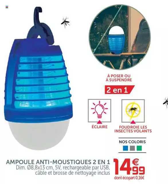 ampoule anti-moustiques 2 en 1