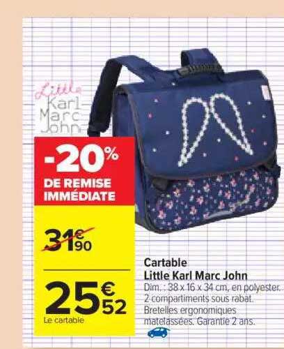 cartable little karl marc john -20% de remise immédiate