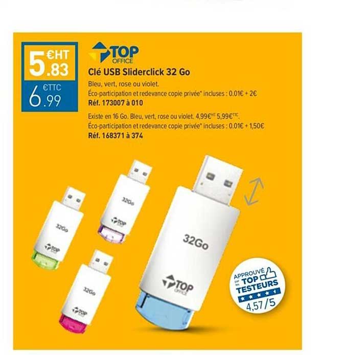 Clé Usb Sliderclick 32 Go Top Office