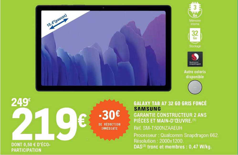 galaxy tab a7 32 go gris foncé samsung