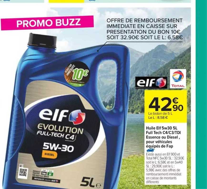 huile elf 5w30 5l full tech c4 c3 tdi essence ou diesel pour véhicules équipés de fap