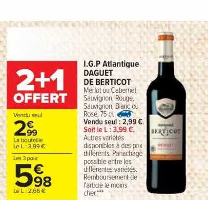 i.g.p. atlantique daguet de berticot 2+1 offert