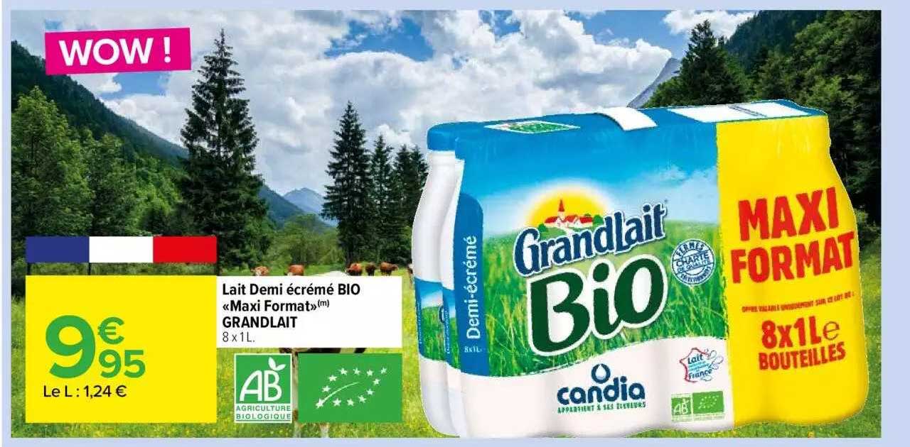 lait demi écrémé bio "maxi format" grandlait