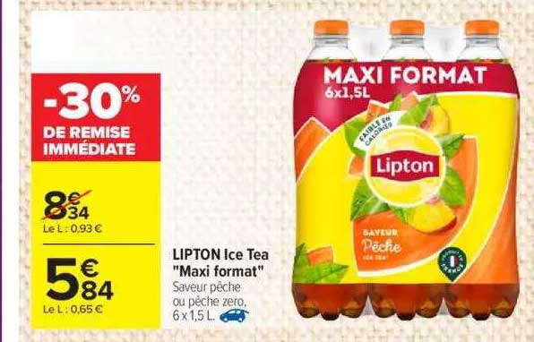lipton ice tea "maxi format" -30% de remise immédiate
